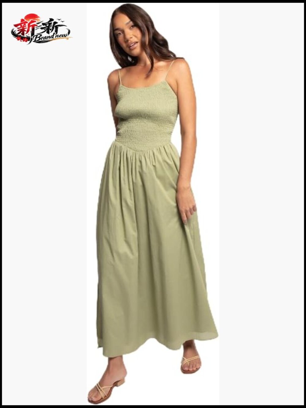 Women's Cotton Maxi Dress Square Neck A-Line Sleeveless Adjustable Straps